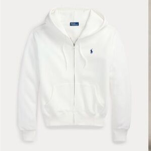 Ralph Lauren White Zip-Up Long Sleeve Hoodie with side front pockets Size Small